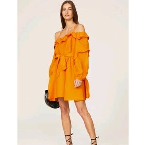 Marissa Webb Collection Cold Shoulder Orange Off-Shoulder Ruffle Dress Size 4